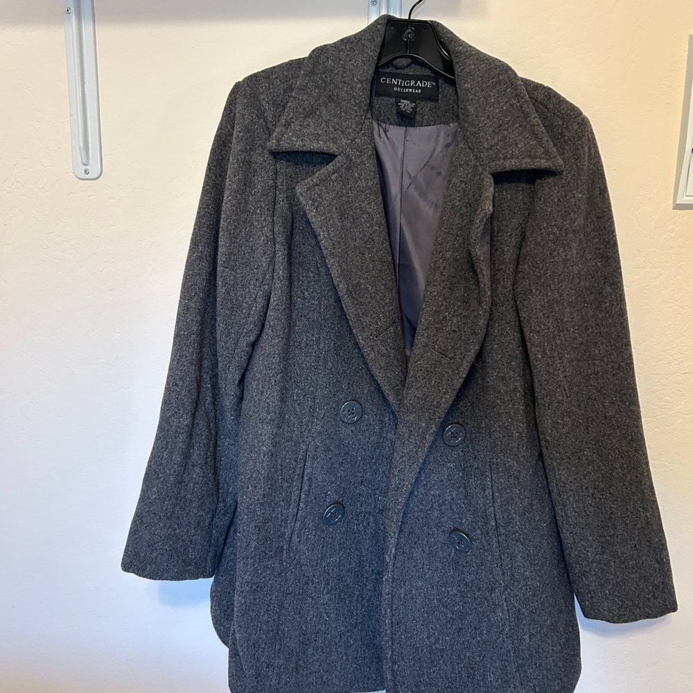 Wool Gray Double-Breasted Coat